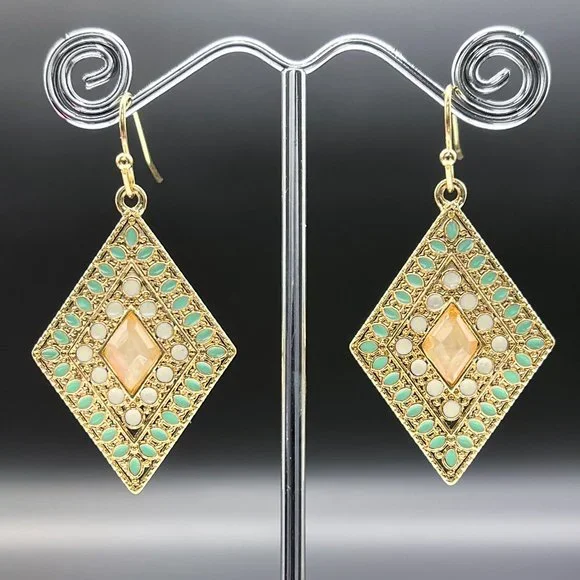 Gold Diamond Dot Earrings - Picture 5 of 6